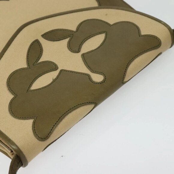 SAINT LAURENT Shoulder Bag Canvas Leather Khaki Auth - Picture 4 of 16